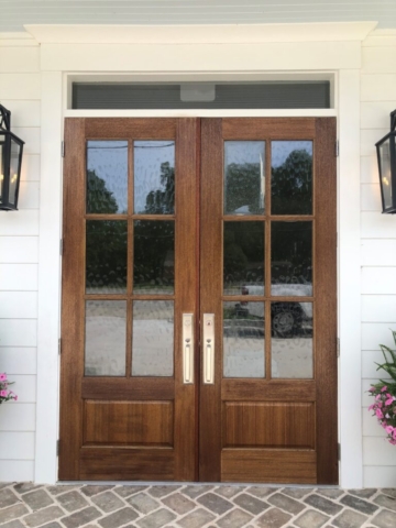 Mahogany doors with Flemish glass